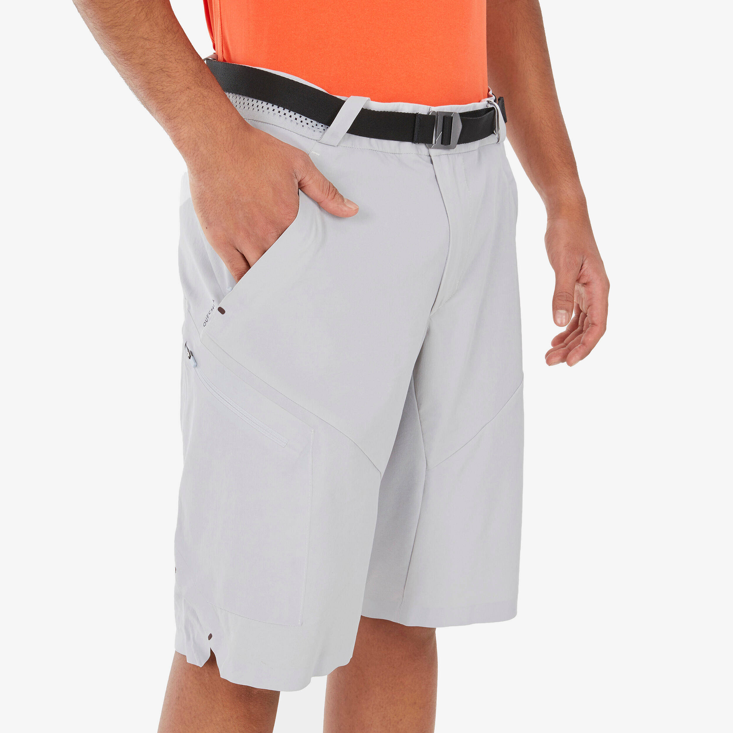 Men Dry Fit Shorts with Belt Pale Grey - MH100 -  4