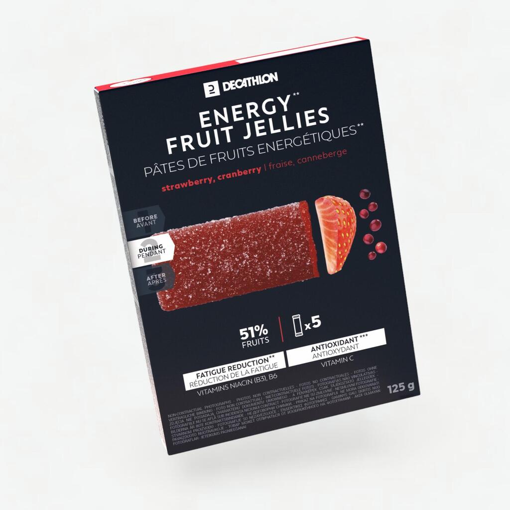 Augļu želeja “Energy Fruit jellies”, 5x25 g, zemeņu, dzērveņu, malpīgijas garša