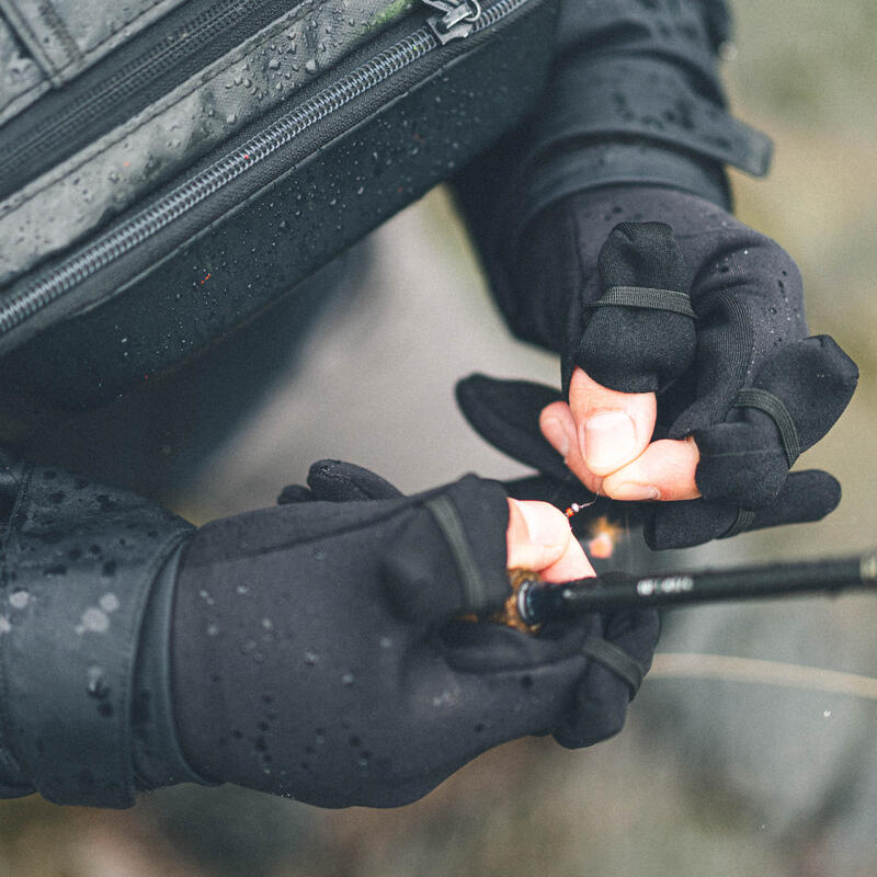Gants de pêche 500 thermo néoprène 1mm noirs avec 3 doigts ouvrables