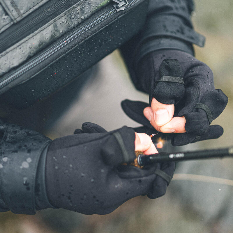 Luvas Térmicas de Pesca Neoprene 1mm 3 Dedos Cobertura Amovível Adulto 500 Preto