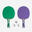 2 Table Tennis Bats & 3 Balls TTR 130 4* Spin ITTF - Violet & Green