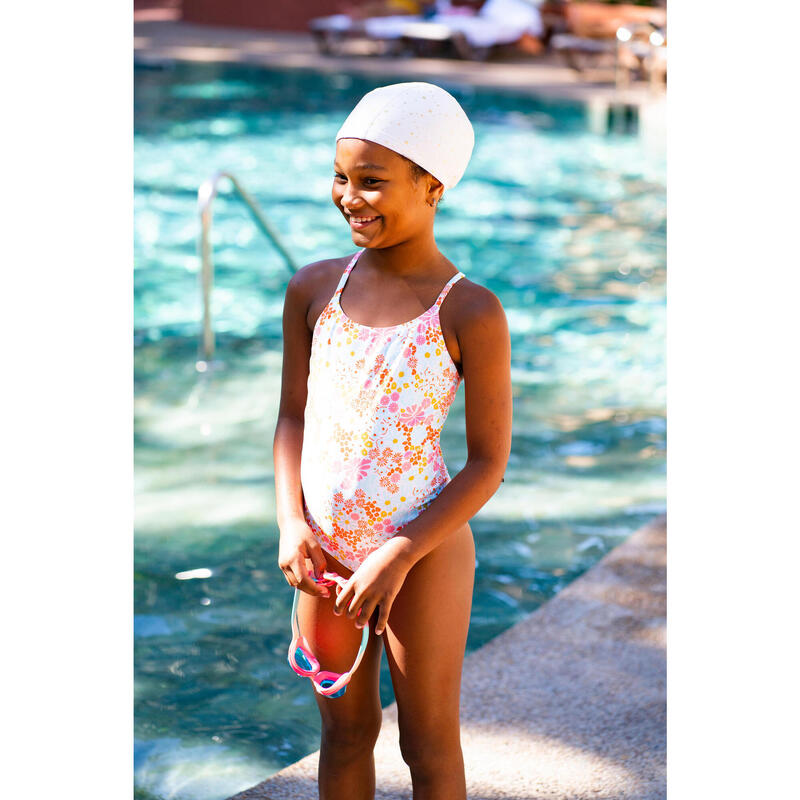 Bonnet de bain en maille enduite - tissu imprimé - taille s - star blanc