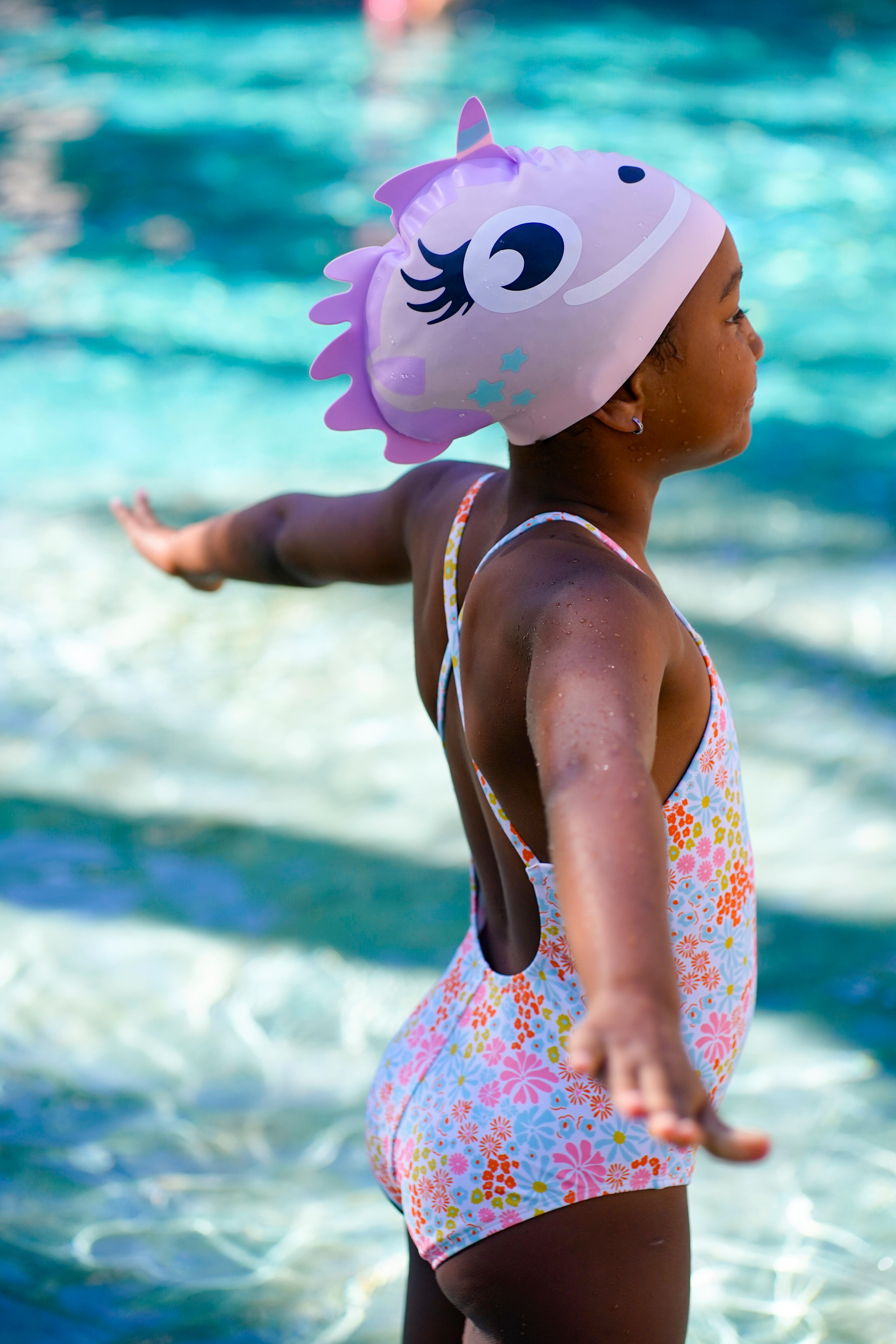 2 Pezzi Cuffia Da Nuoto Bambini Unicorno – Nylon Elasticizzato Per Età 4-12, Impermeabile E Traspirante, Rosa E Viola