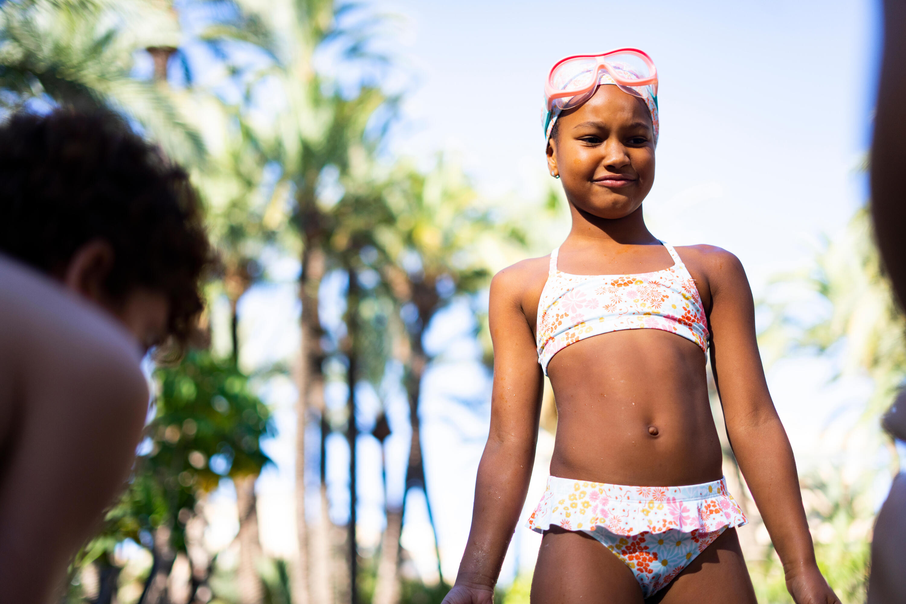 Gorro de Natación tela niños Rosa Estampado Pantai 7/8