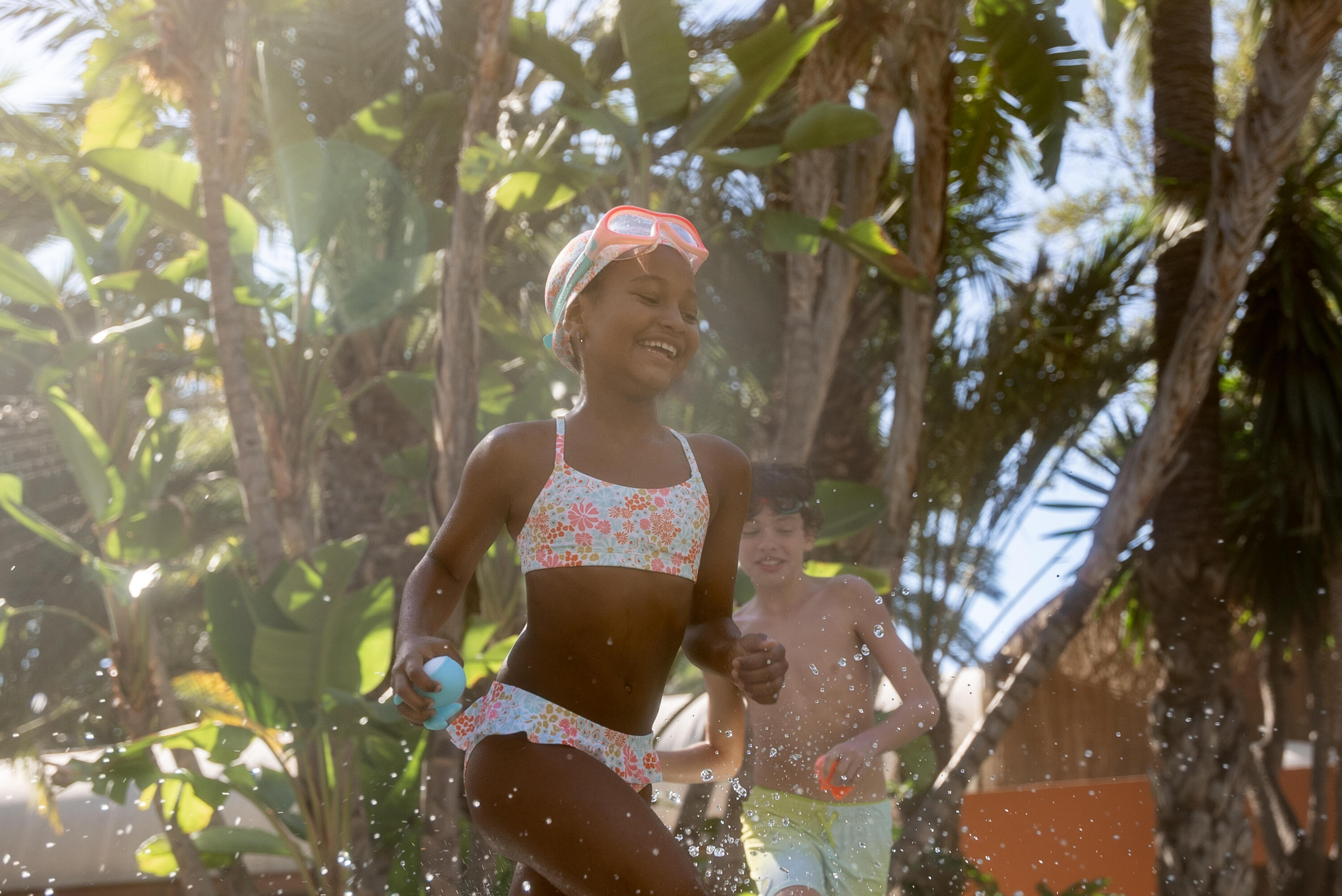 Gorro de Natación tela niños Rosa Estampado Pantai 4/8