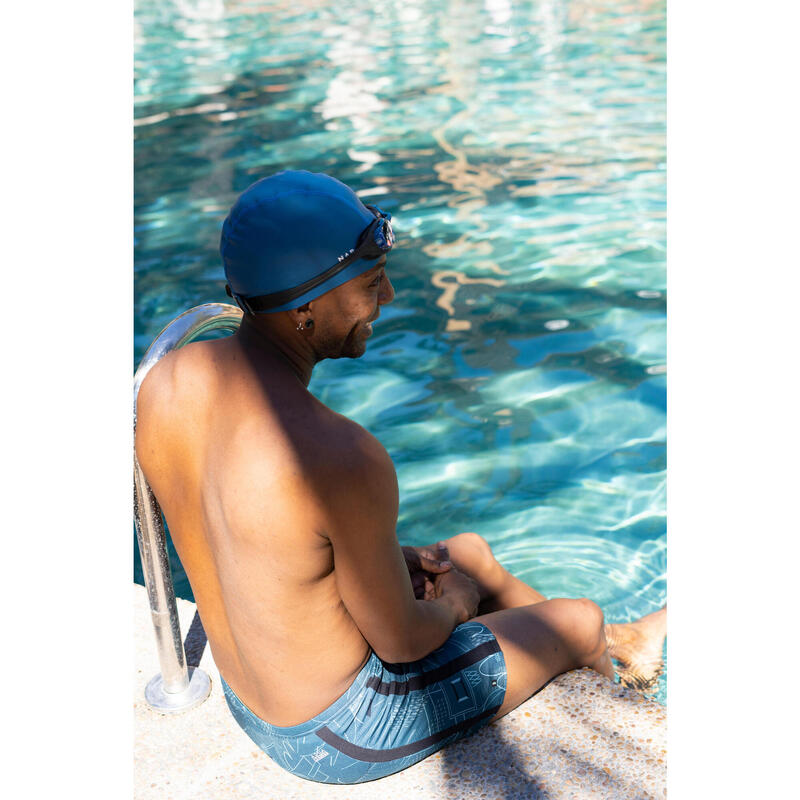 Touca de natação em malha revestida - Liso - Tamanho M - Azul