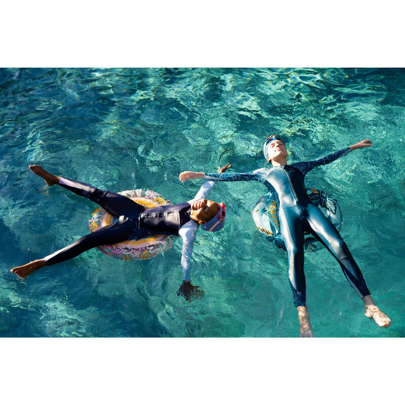 Fato de natação 100 manga e pernas compridas rapaz BANA verde - UV