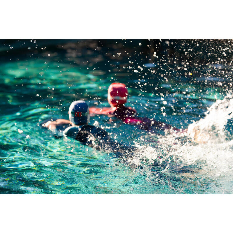 Bonnet de Bain en Maille Enduite - Tissu Imprimé - Taille S - Bleu Shark