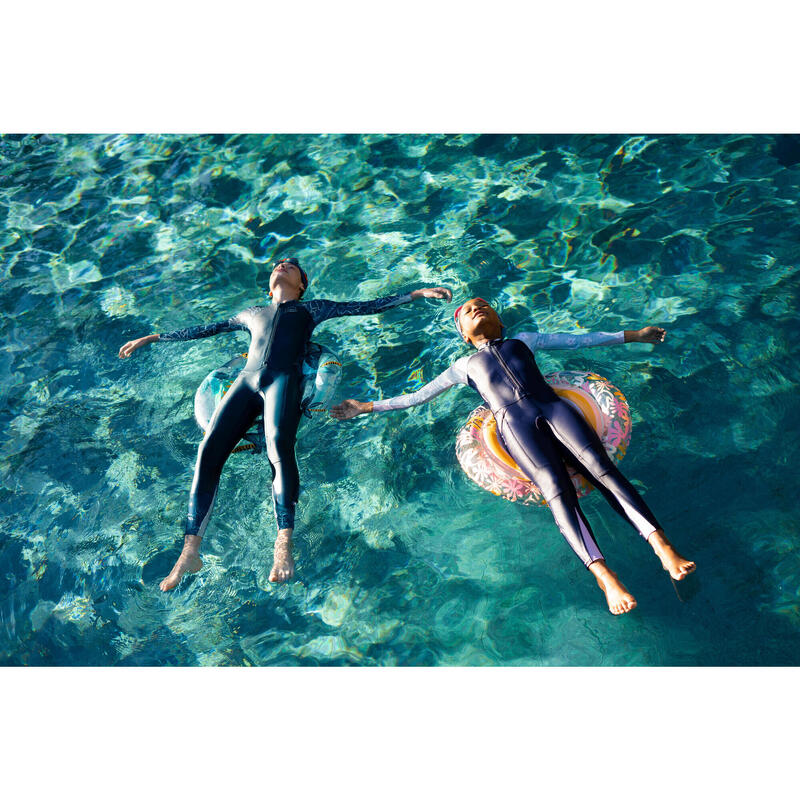 Fiú úszóoverall, hosszú ujjú és szárú, UV-szűrő - Combi Swim 100