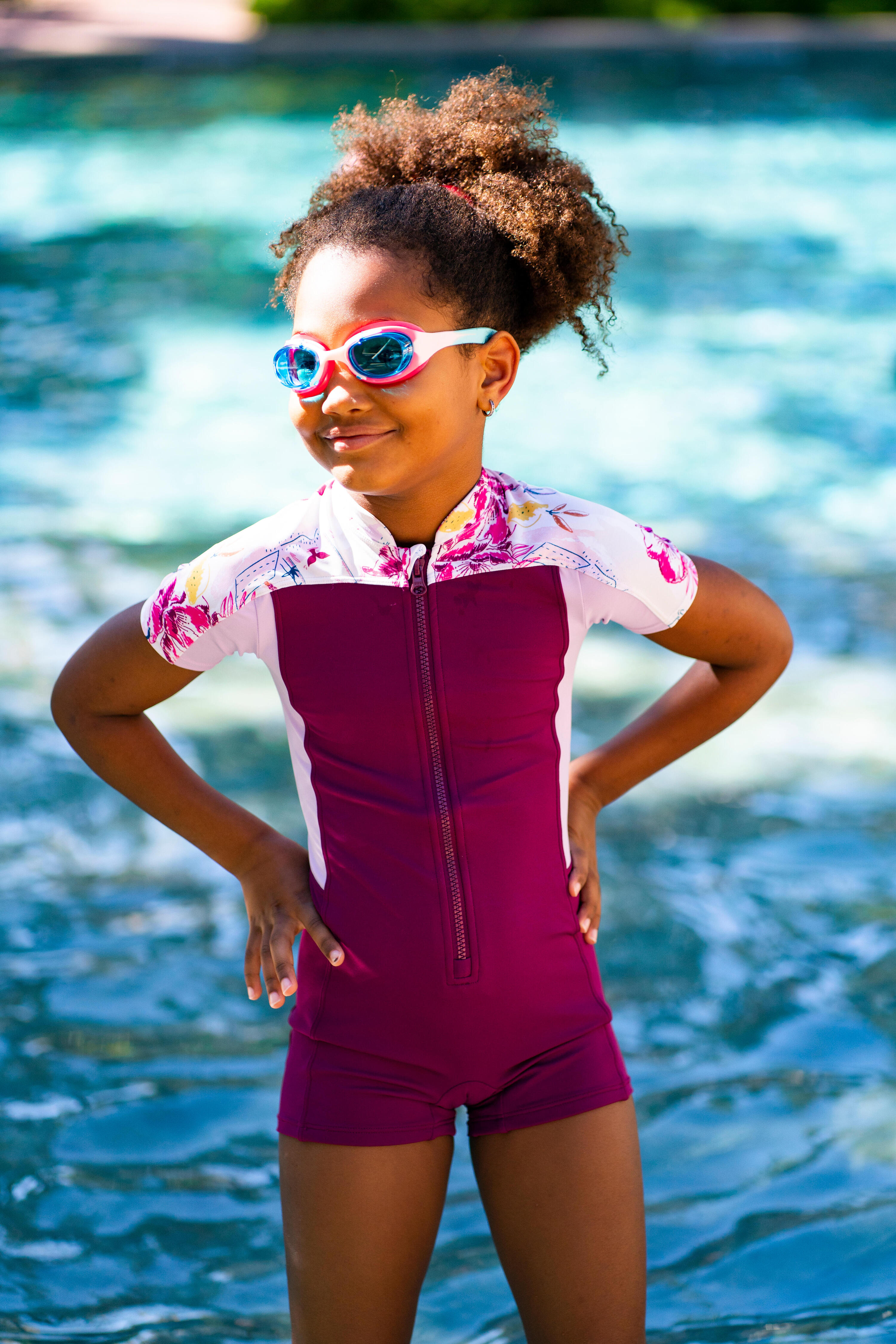 Zwembril voor kinderen Xbase roze blauw met blauw getinte glazen 2/6