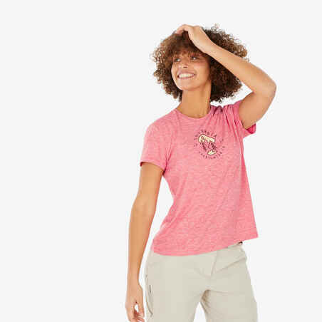 Rožnata ženska pohodniška majica s kratkimi rokavi COLUMBIA 