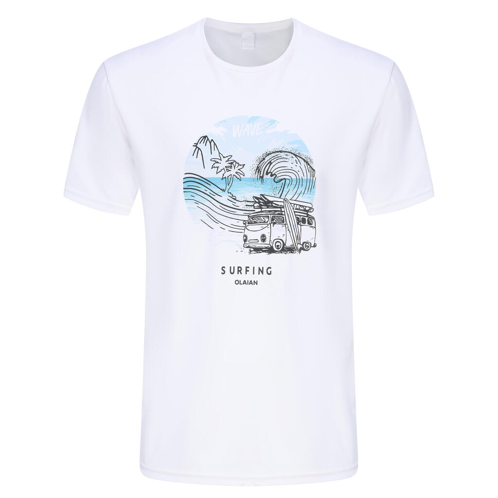 Surfing men sun protection T-shirt beach white