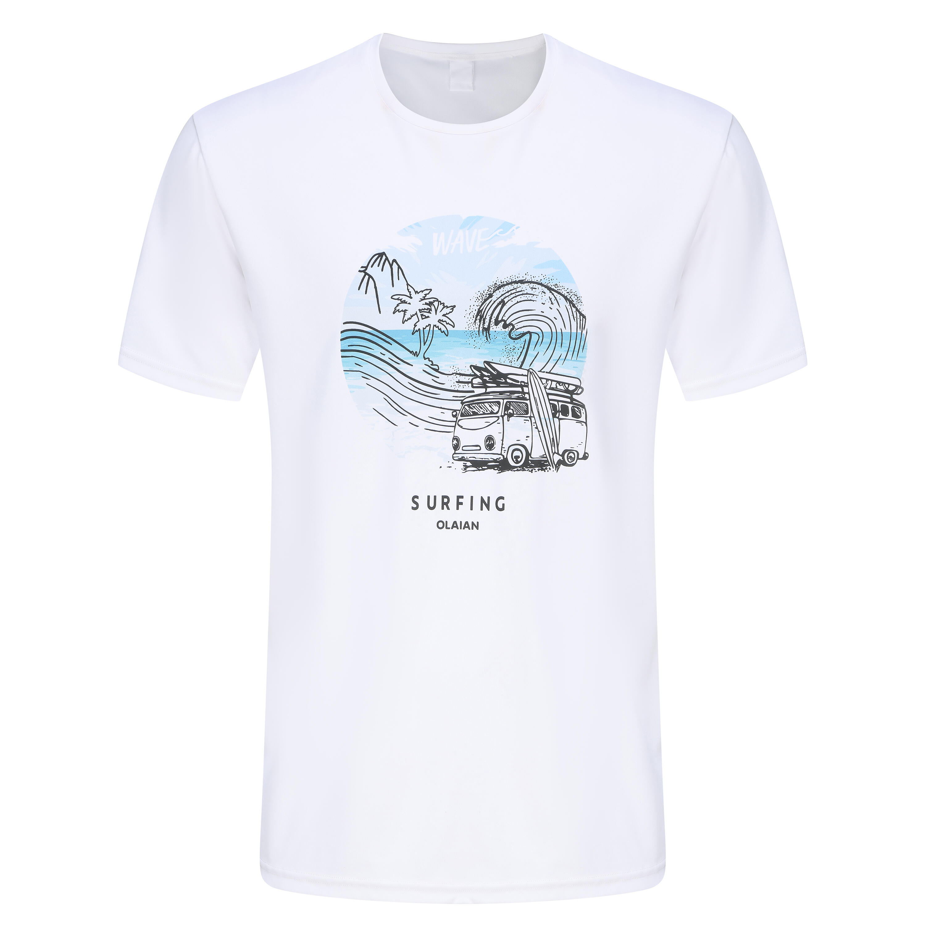 Men’s surfing sun protection T-shirt beach white