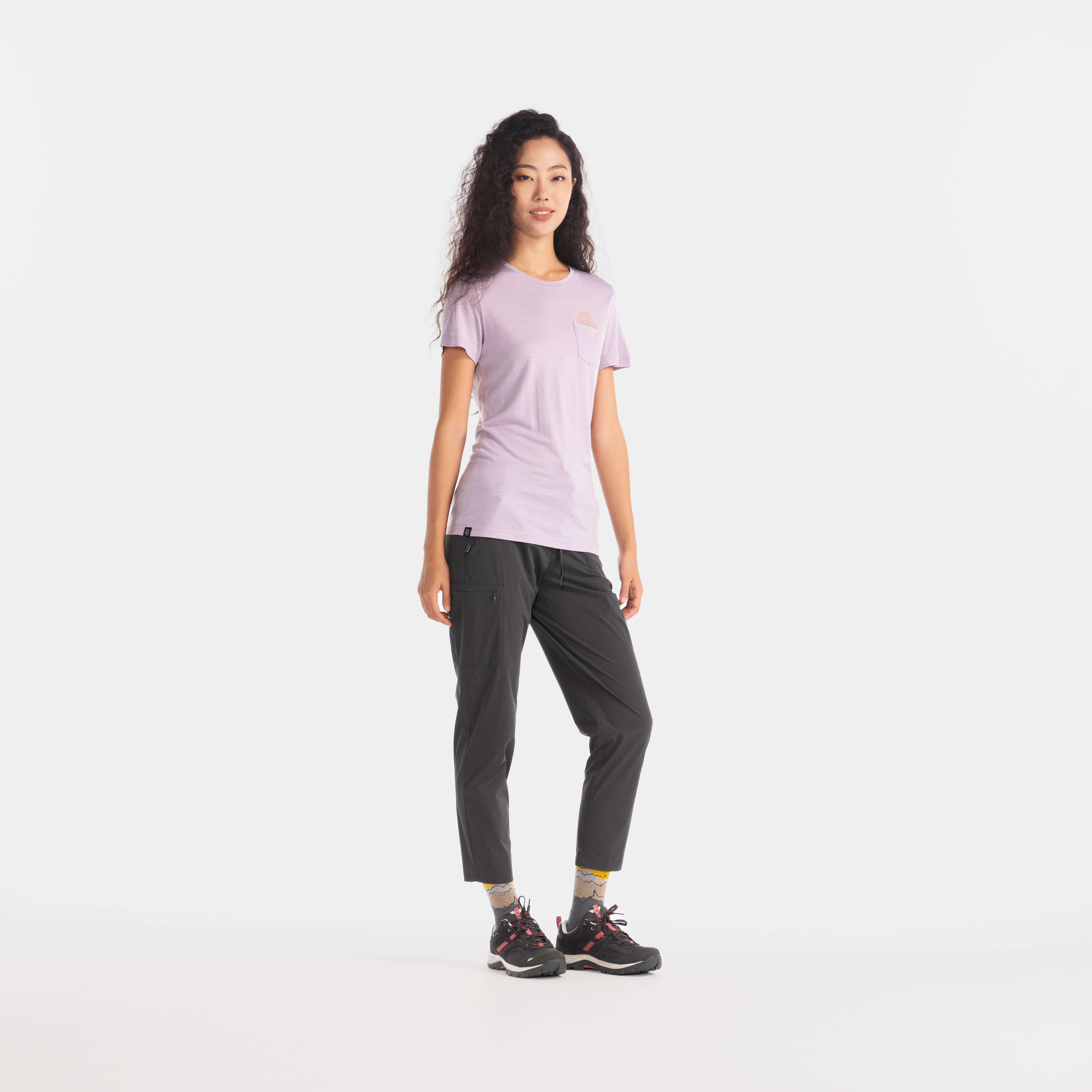 Women Merino Wool Half Sleeve Slim Fit T-Shirt Smoked Purple - TS500