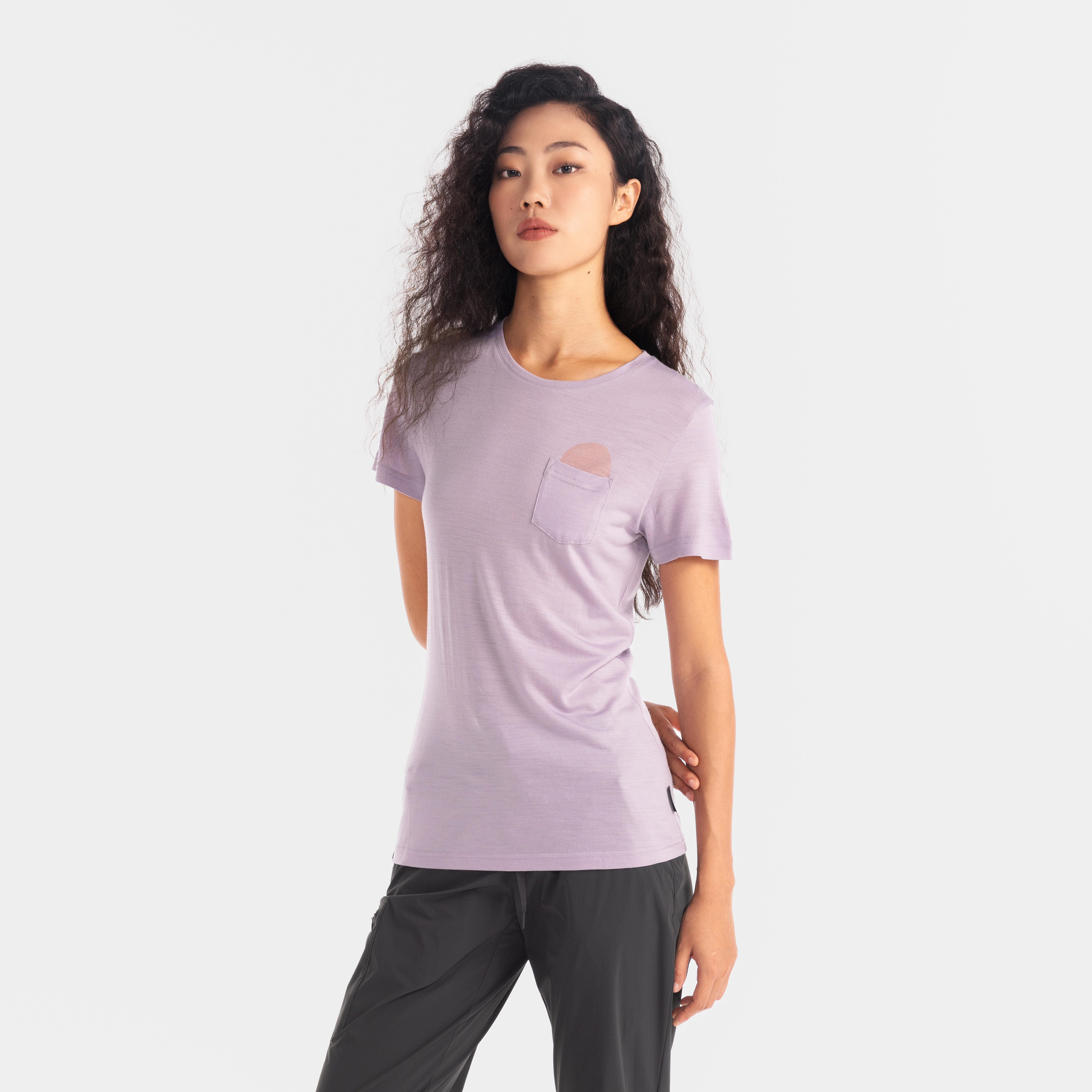 Women Merino Wool Half Sleeve Slim Fit T-Shirt Smoked Purple - TS500