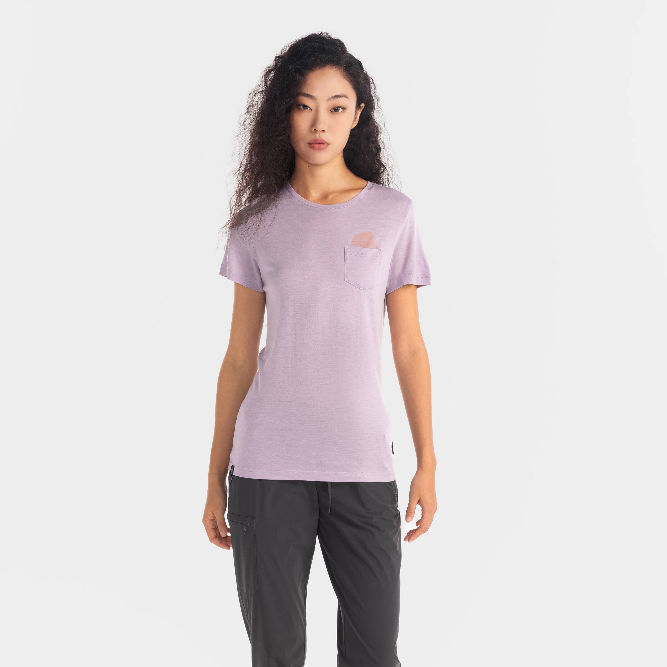 Women Merino Wool Half Sleeve Slim Fit T-Shirt Smoked Purple - TS500