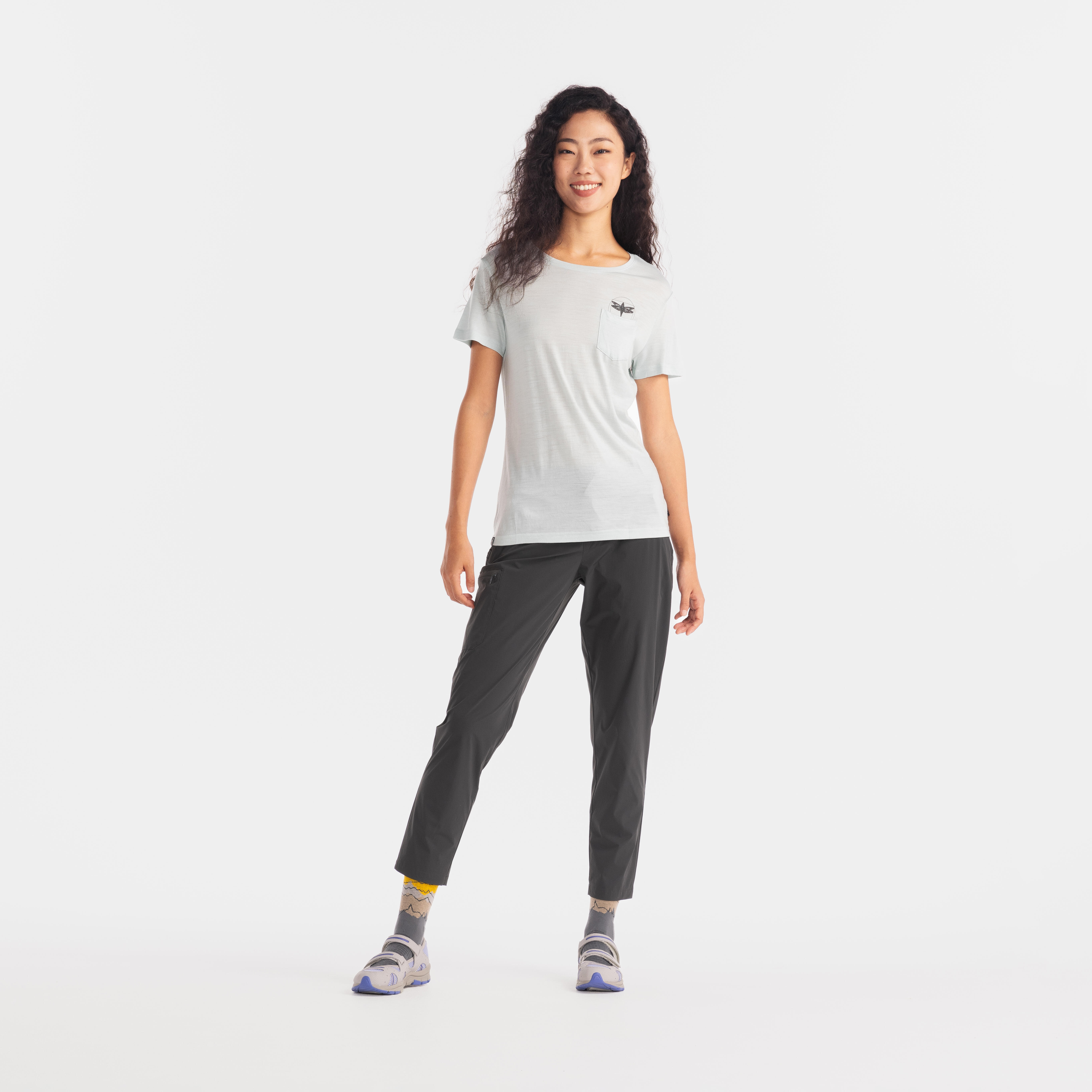 Women Merino Wool Half Sleeve Slim Fit T-Shirt Celadon Green - TS500