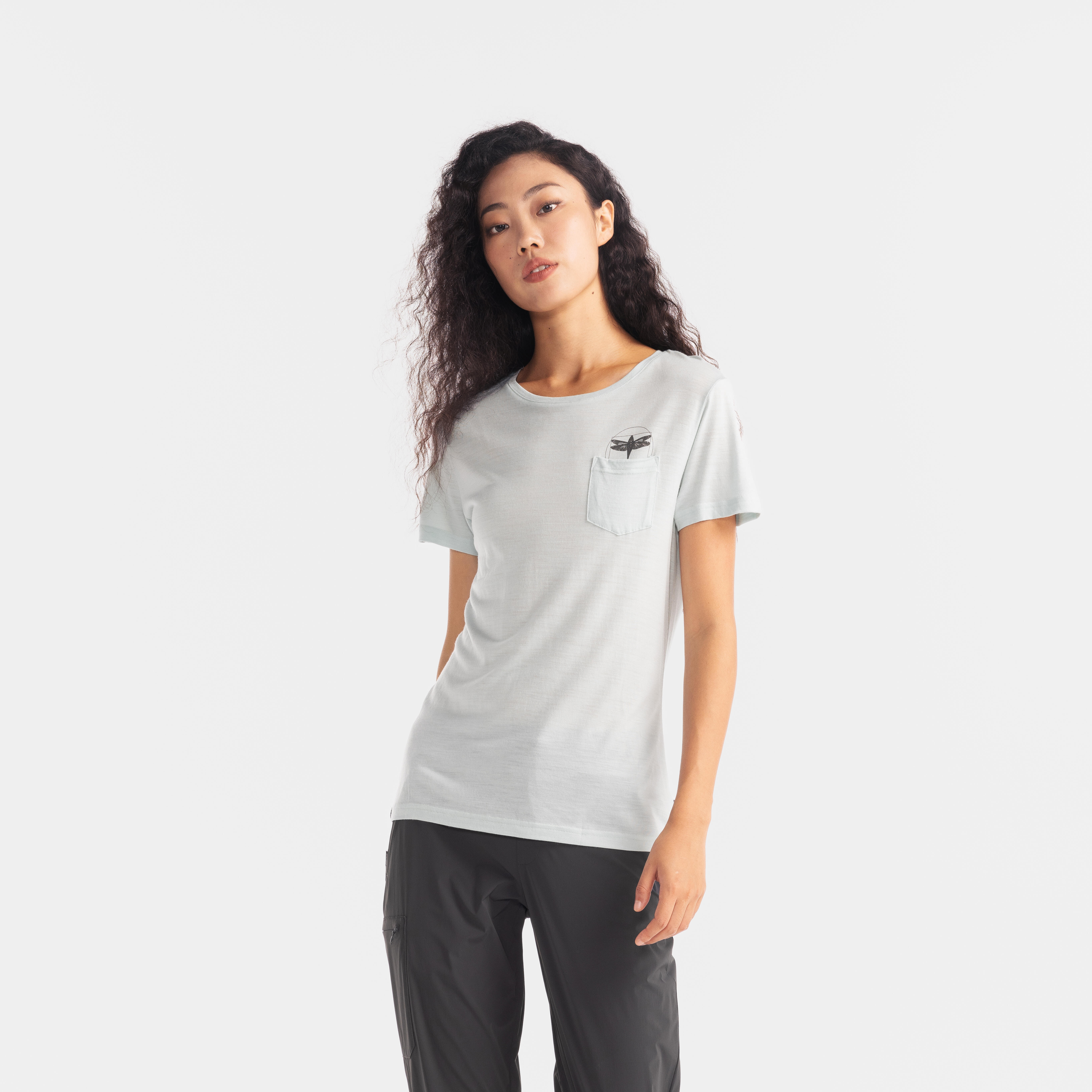 Women Merino Wool Half Sleeve Slim Fit T-Shirt Celadon Green - TS500