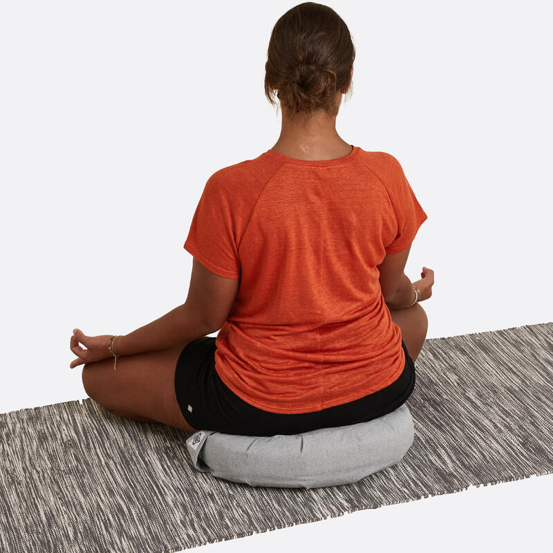 Coussin De Méditation Demi-lune Present Mind – Coques De Sarrasin, Housse Coton Lavable, 35cm X 15cm, Pour Yoga Et Assise Au Sol