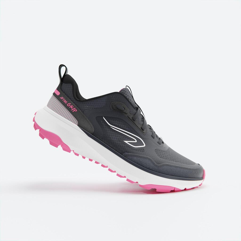 Women's running and trail running shoes - JF 190 GRIP BLACK PINK