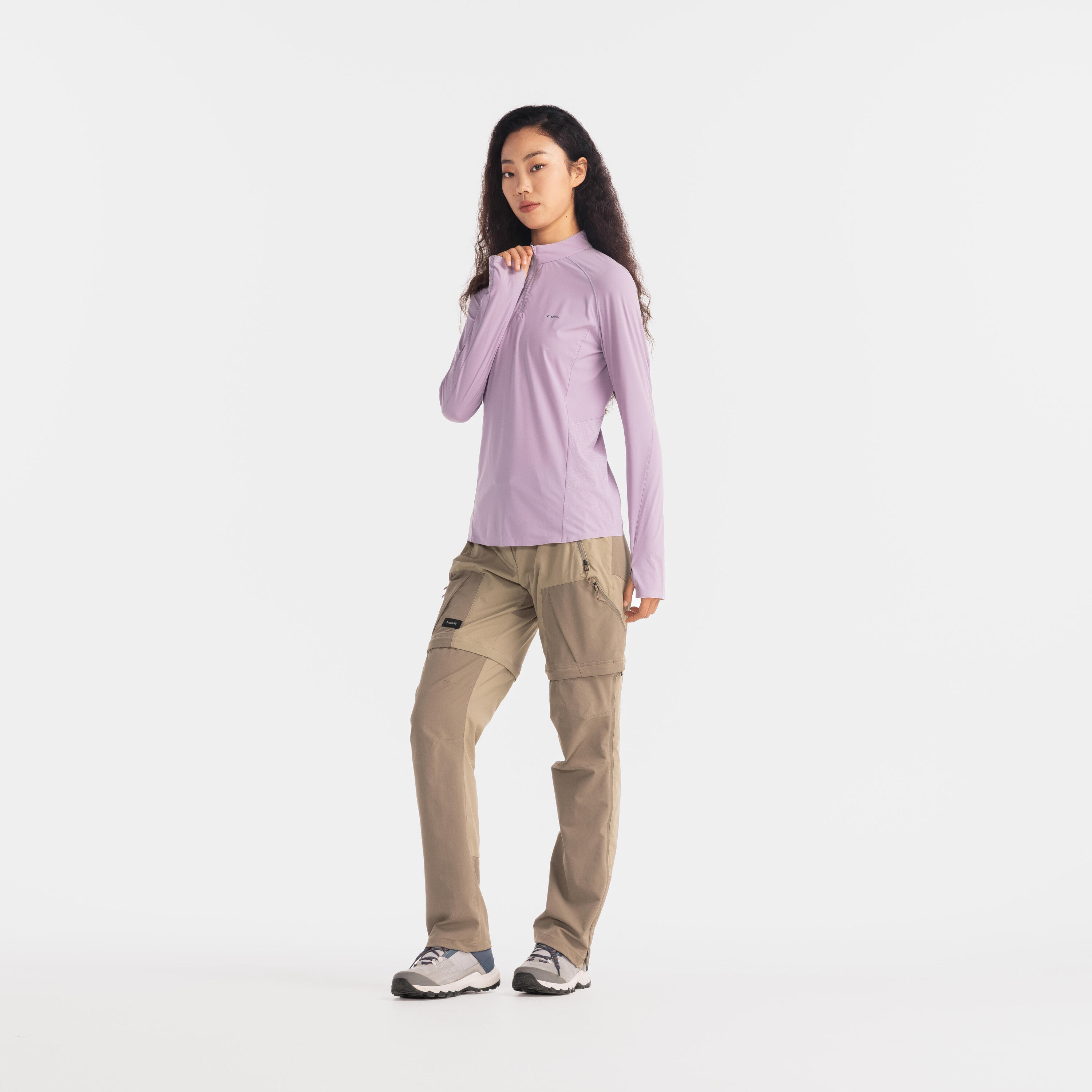 Pantaloni modulabili trekking donna MT500 beige 2/13