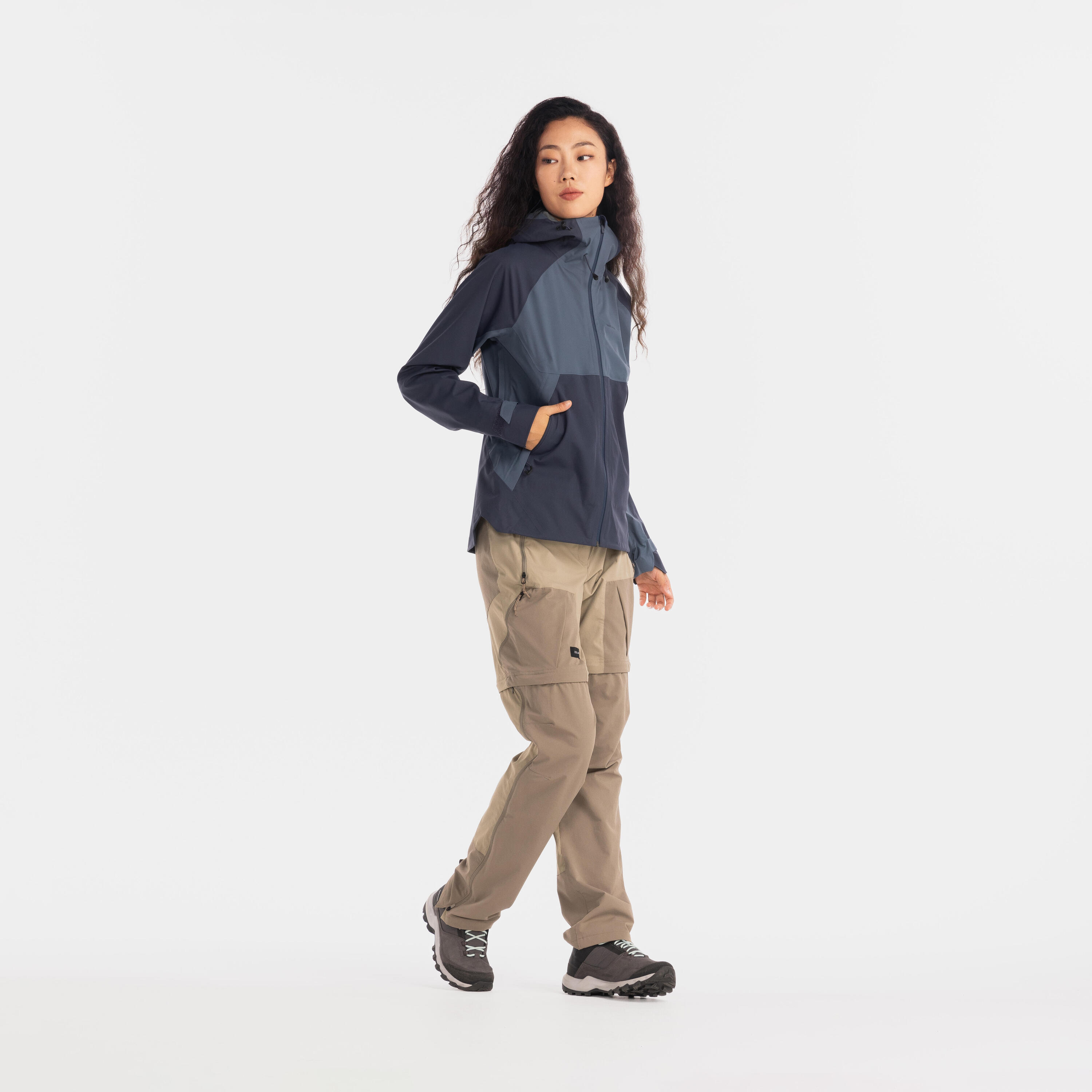 Pantaloni modulabili trekking donna MT500 beige 3/13