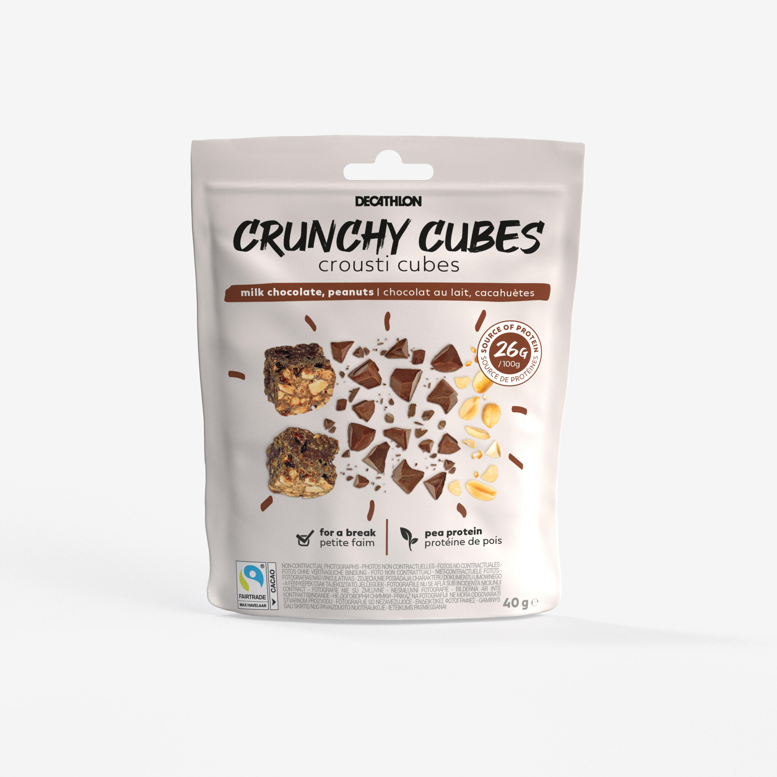 Chocolate and peanut protein snacks 40 g - Crunchy Cubes 1/2