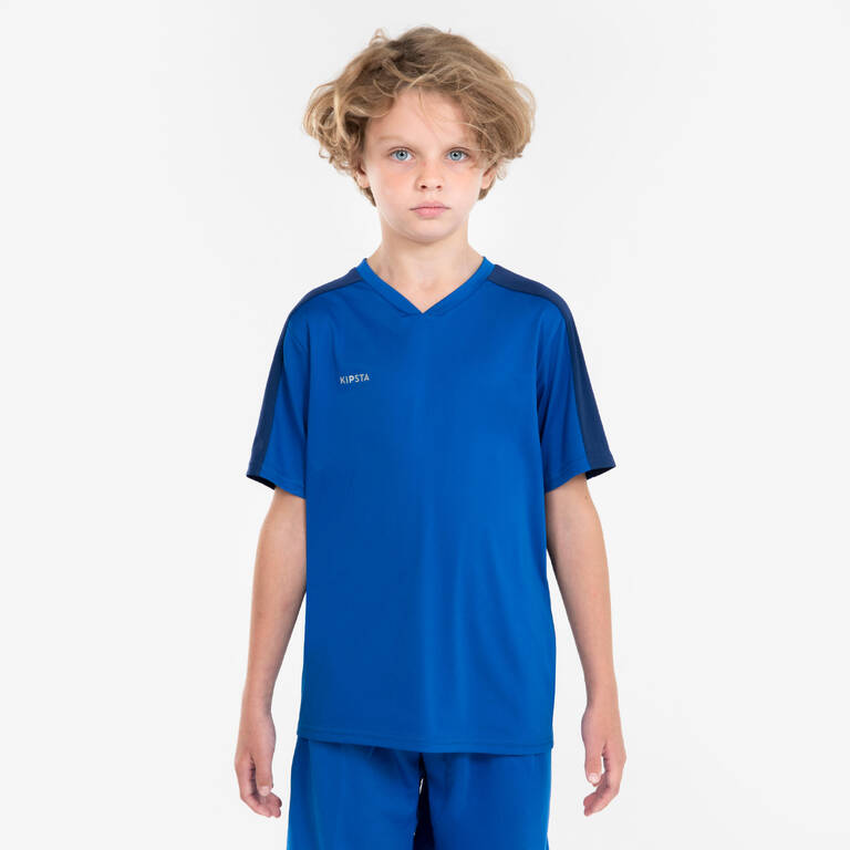 Kids' Short-Sleeved Football Shirt Essential - Blue