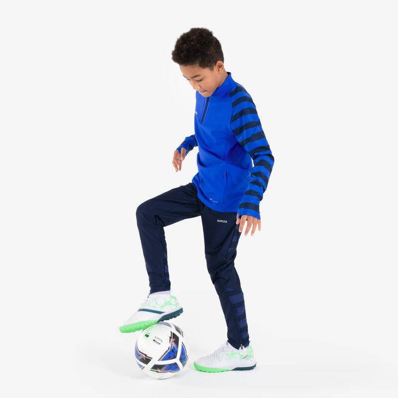 Bluză cu fermoar scurt Fotbal VIRALTO KIDS Bleumarin Copii 
