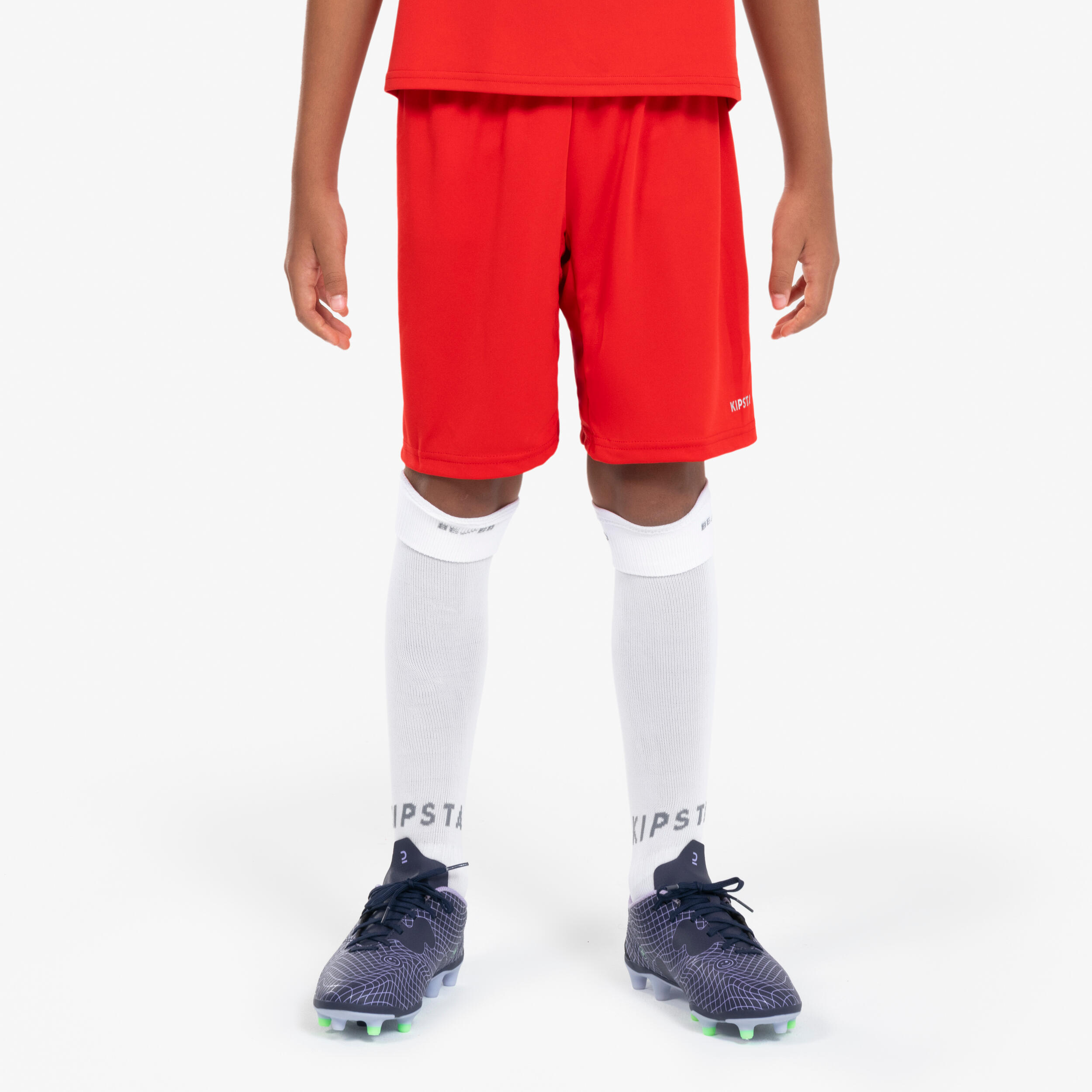 KIPSTA Detské futbalové šortky Essentiel červené 12-13 r (151-160 cm) · záber 9
