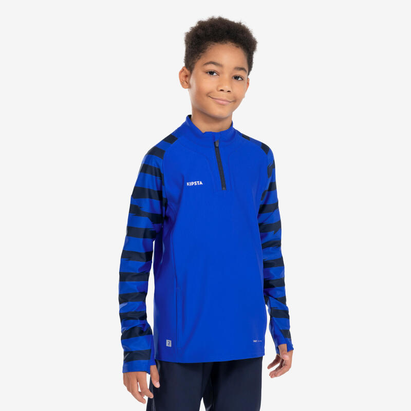 Bluză cu fermoar scurt Fotbal VIRALTO KIDS Bleumarin Copii 