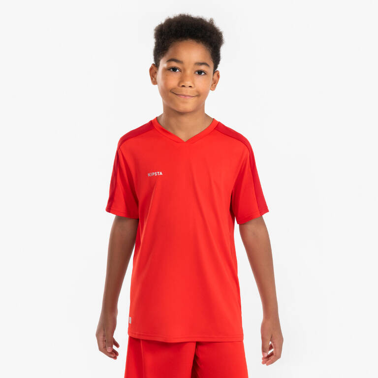 Kids' Short-Sleeved Football Shirt Essential - Red