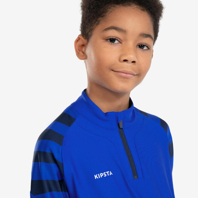 Bluză cu fermoar scurt Fotbal VIRALTO KIDS Bleumarin Copii 