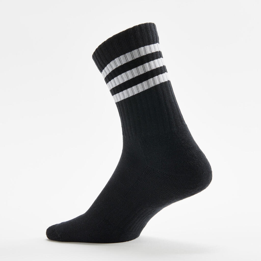 High Sports Socks 3-Pack Stripes - Black/White/Grey