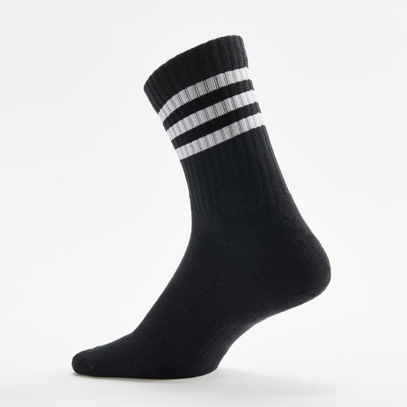 CALCETINES ALTOS DE DEPORTE ADIDAS STRIPES NEGRO BLANCO GRIS LOTE DE 3 PARES