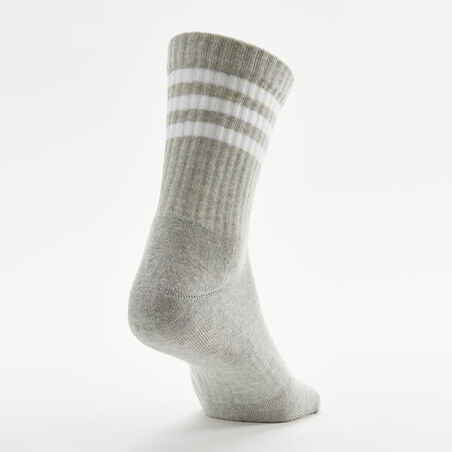 Ilgos kojinės, 3 poros, pilkos, baltos, juodos