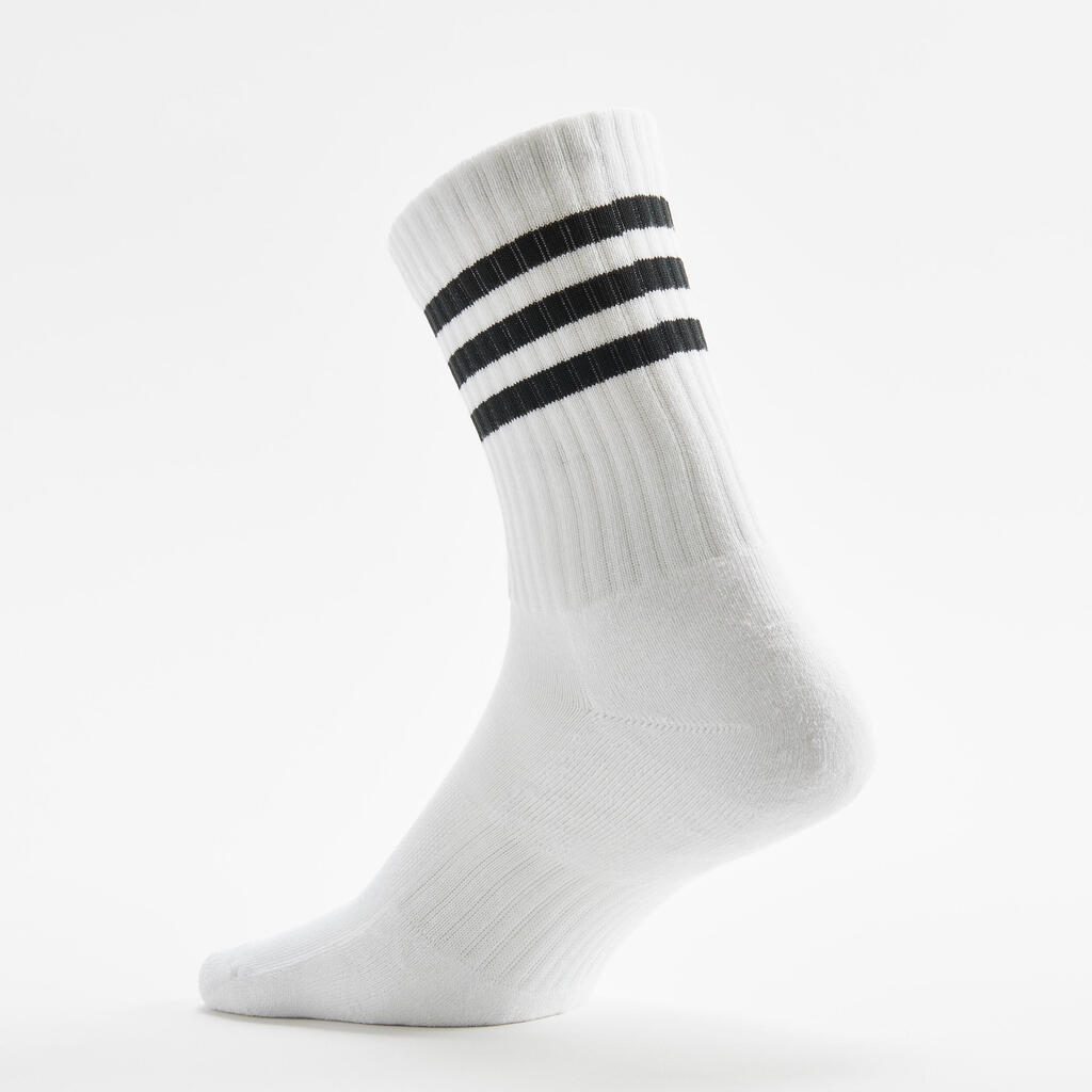 Tennissocken High 3er-Pack - ADIDAS 3-Streifen schwarz/weiss/grau 