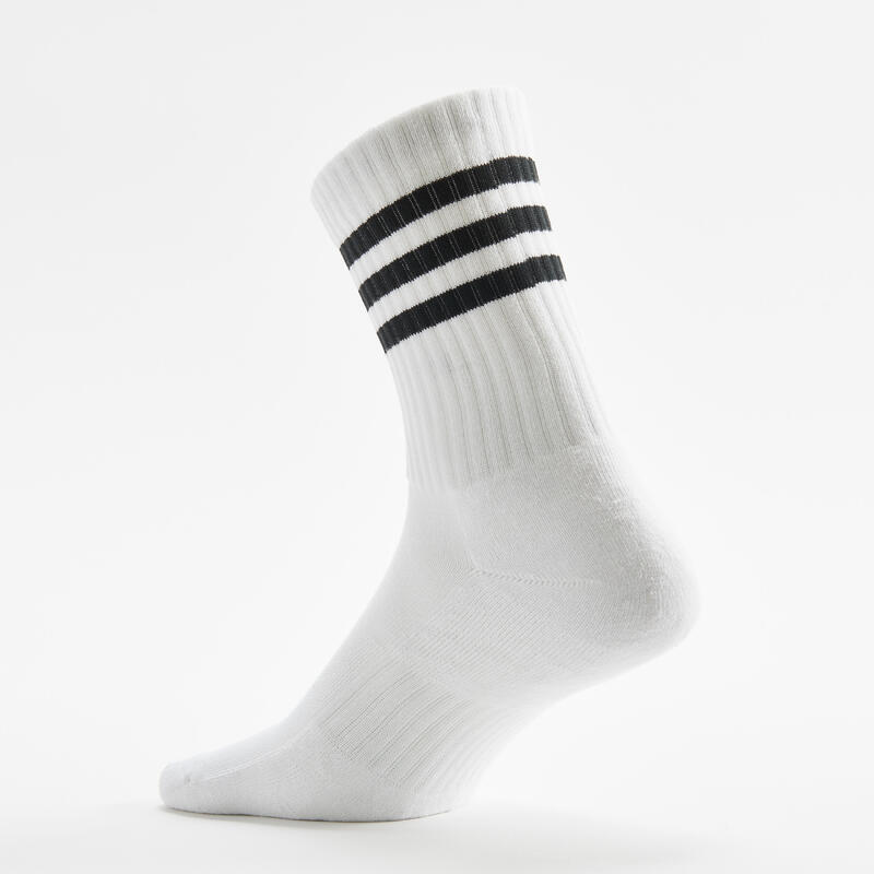 CALCETINES ALTOS DE DEPORTE ADIDAS STRIPES NEGRO BLANCO GRIS LOTE DE 3 PARES