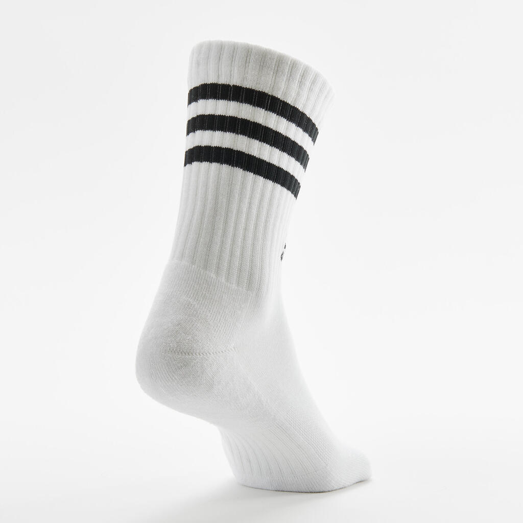 Tennissocken High 3er-Pack - ADIDAS 3-Streifen schwarz/weiss/grau 