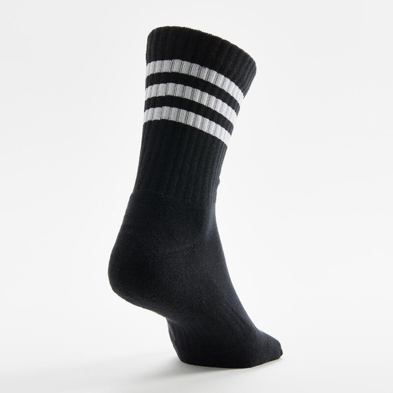 CALCETINES ALTOS DE DEPORTE ADIDAS STRIPES NEGRO BLANCO GRIS LOTE DE 3 PARES