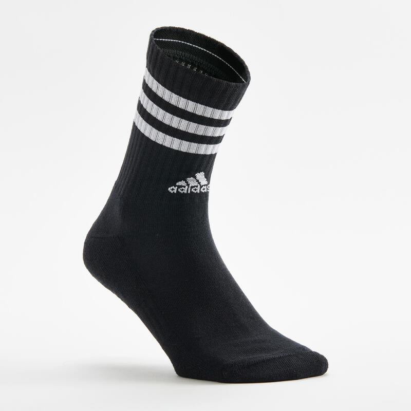 CALCETINES ALTOS DE DEPORTE ADIDAS STRIPES NEGRO BLANCO GRIS LOTE DE 3 PARES