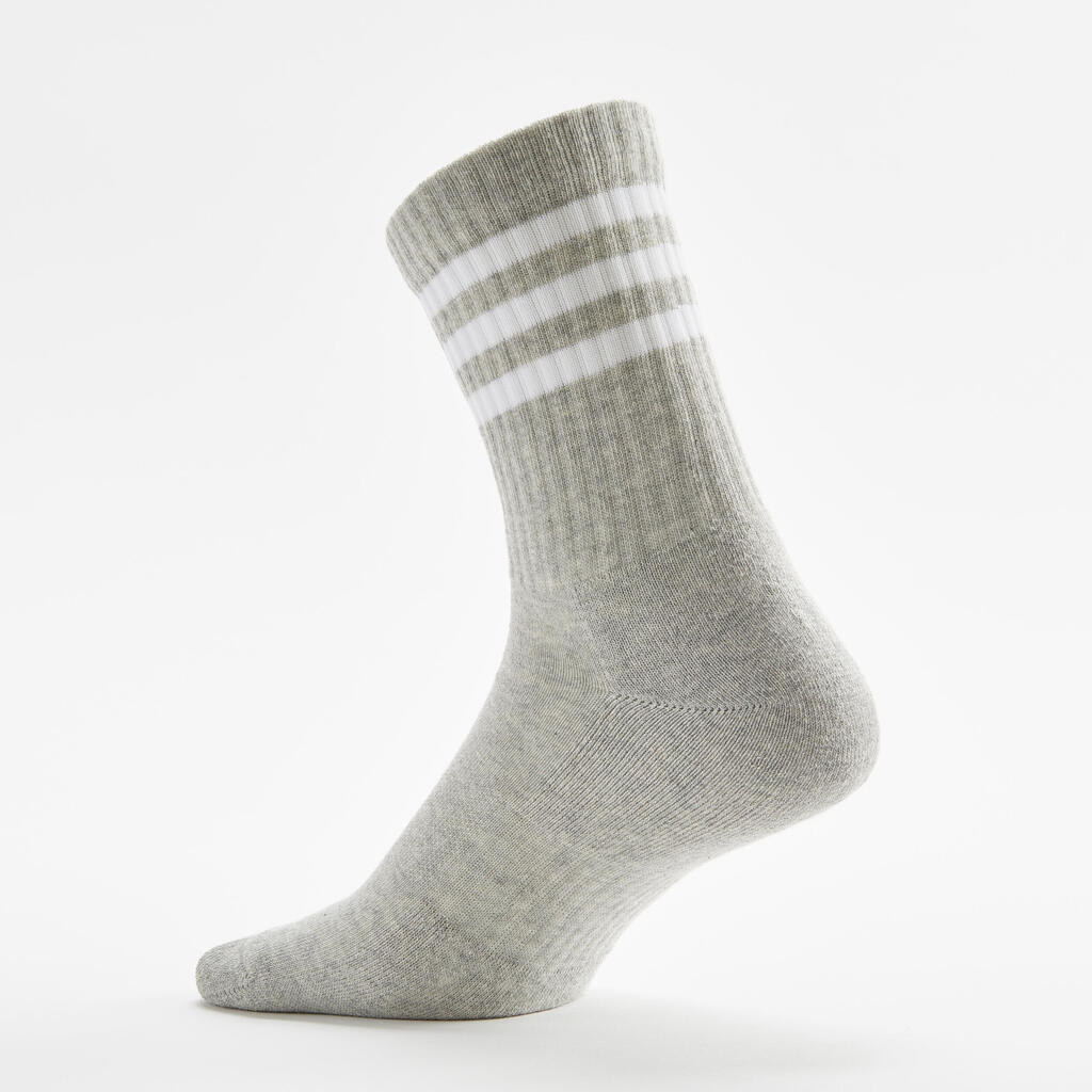 High Sports Socks 3-Pack Stripes - Black/White/Grey