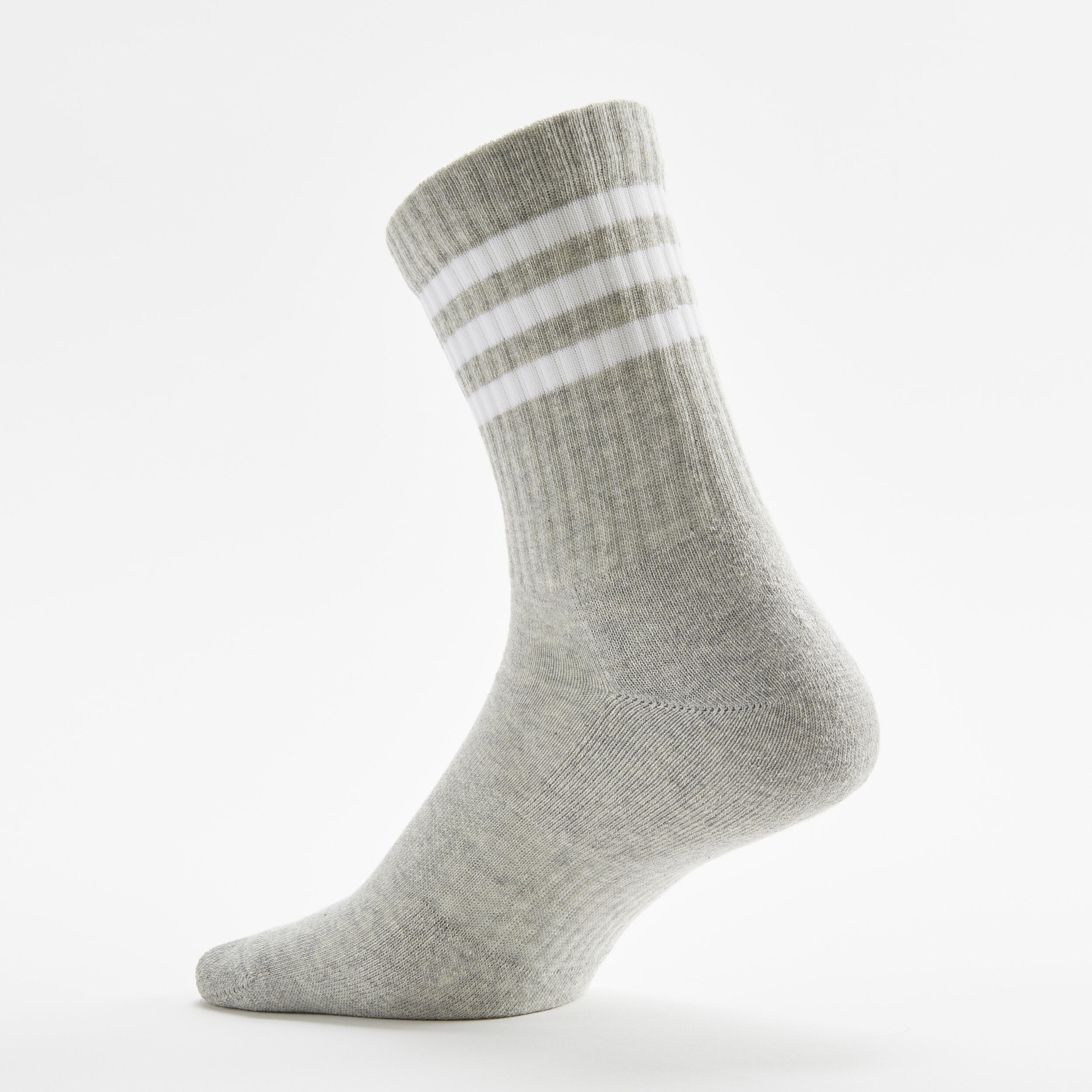 CHAUSSETTES DE SPORT HAUTES ADIDAS STRIPES NOIR BLANC GRIS LOT DE 3 8/13