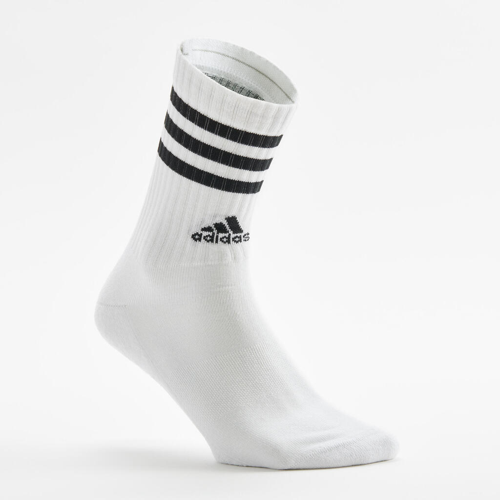 Tennissocken High 3er-Pack - ADIDAS 3-Streifen schwarz/weiss/grau 