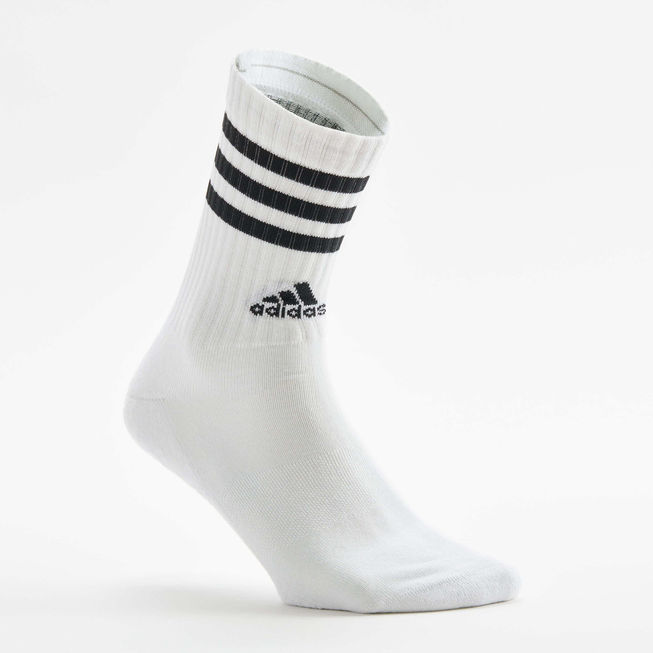 CHAUSSETTES DE SPORT HAUTES ADIDAS STRIPES NOIR BLANC GRIS LOT DE 3 3/13