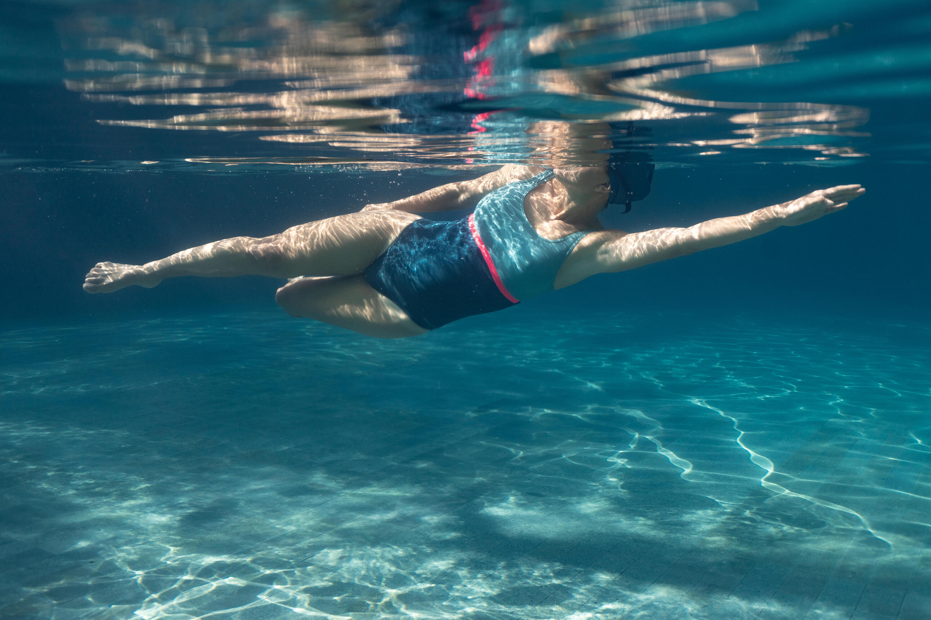 Bañador Mujer Natación Azul Petróleo 12/18