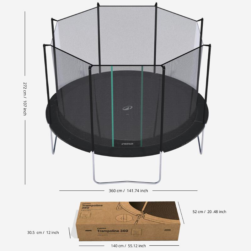 Second Hand - Trampolino elastico 360 con rete di protezione nero - ECCELENTE