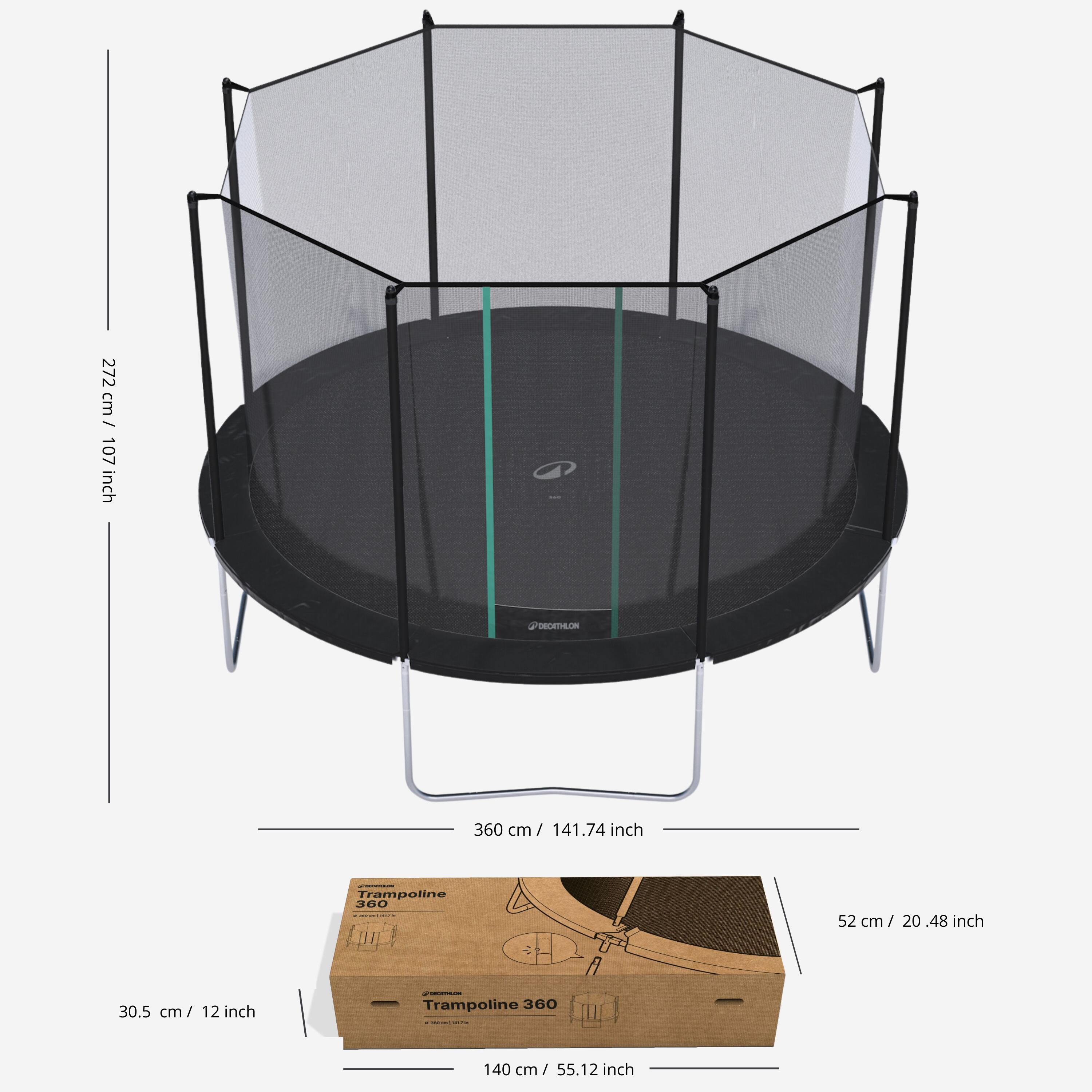 Trampolino 360 con rete di protezione - Montaggio senza attrezzi