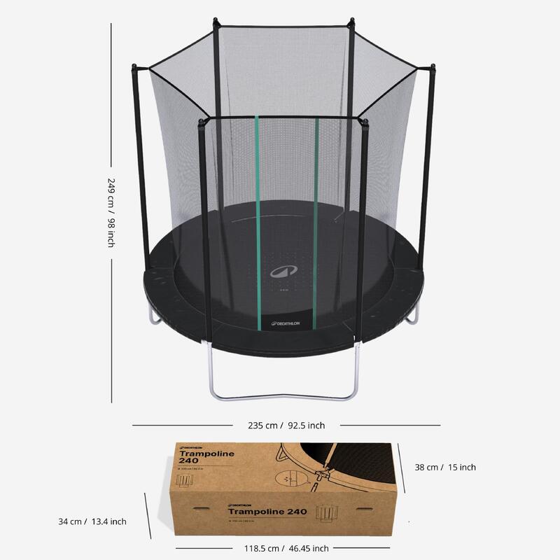 Trampoline 240 with Protective Net ToolFree Design Decathlon