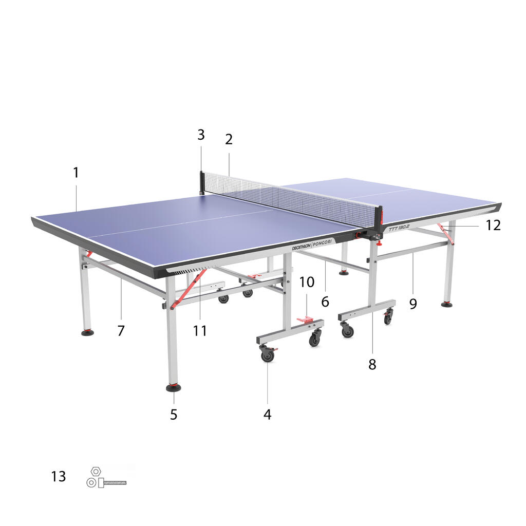 Compact Indoor Table Tennis Table with Innovative Net TTT 130.2 - Black